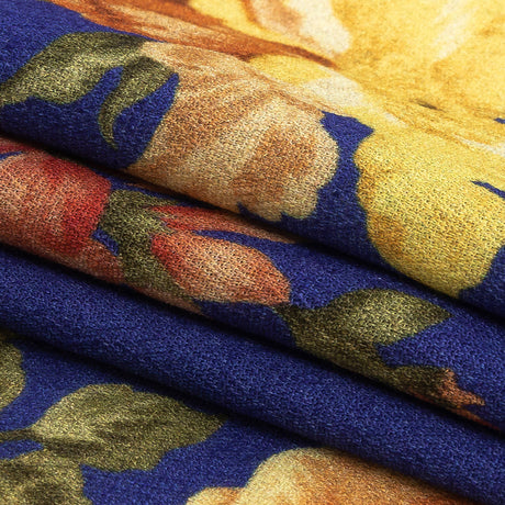 Gauzy Viscose Crepe Print - Cobalt, Pink and Yellow Floral - Mood Exclusive Flores de la Toscana