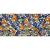 Gauzy Viscose Crepe Print - White, Blue and Orange Floral - Mood Exclusive Flowers by Vincent