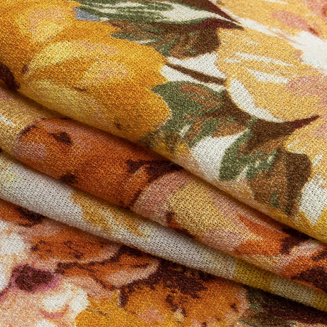 Gauzy Viscose Crepe Print - Orange and Yellow Floral - Mood Exclusive Autumn Blossoms