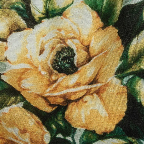 Gauzy Viscose Crepe Print - Yellow, Teal and White Floral - Mood Exclusive Jardin des Fleurs