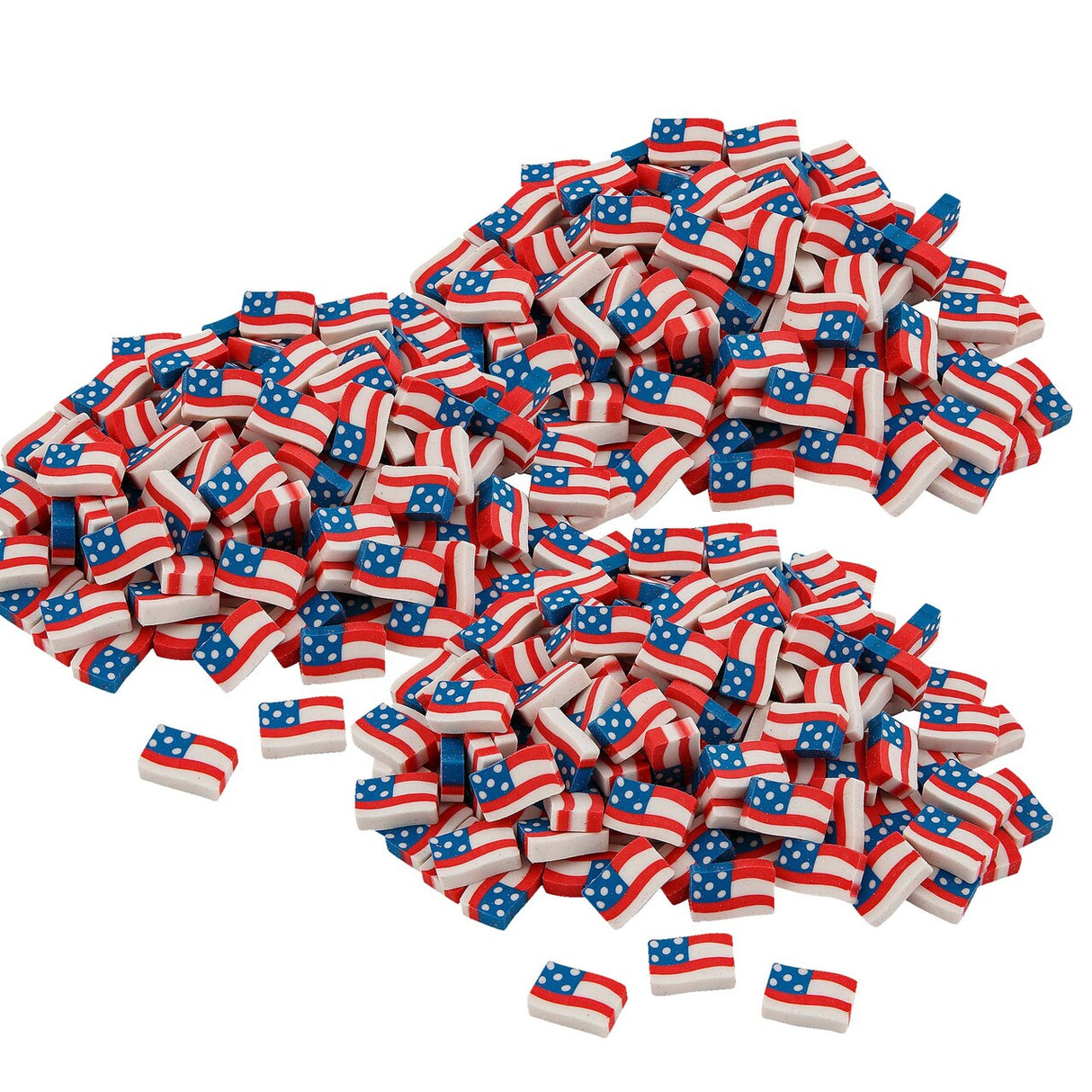 3/4" x 1/2" Bulk 144 Pc. Mini Patriotic USA Flag Rubber Erasers