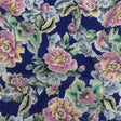 Gauzy Viscose Crepe Print - Royal Blue, Pink and Yellow Floral - Mood Exclusive Antique Rose Petals
