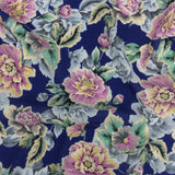 Gauzy Viscose Crepe Print - Royal Blue, Pink and Yellow Floral - Mood Exclusive Antique Rose Petals