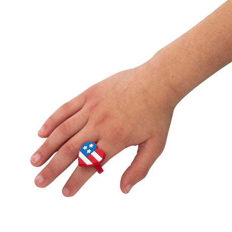 1" Patriotic Red, White & Blue Rubber Rings Assortment 24 Pc.