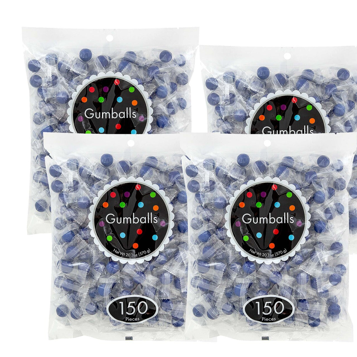 20.1 oz Individually Wrapped Royal Blue Gumballs 150 Pieces