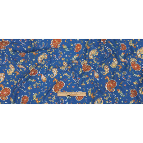 Viscose Twill Print - Blue and Orange Paisley - Mood Exclusive Sublime Swirling