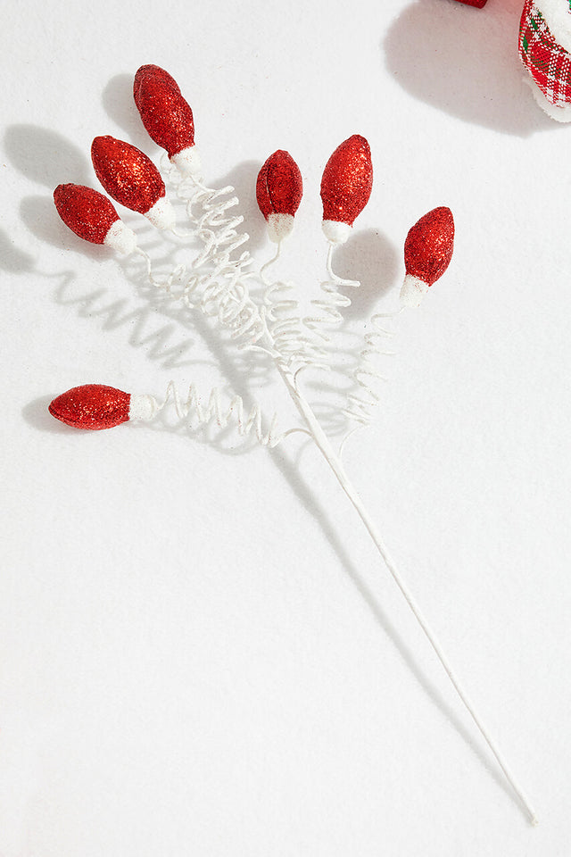 20.5” Red Glitter Christmas Light Bulbs Spray