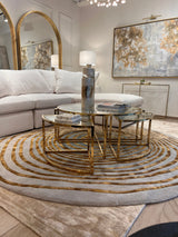 Beluga Tufted Design 50 Wool Viscose Area Rug - Ivory Grey Gold, Hand Tufted, Round (6' X 6' Round)