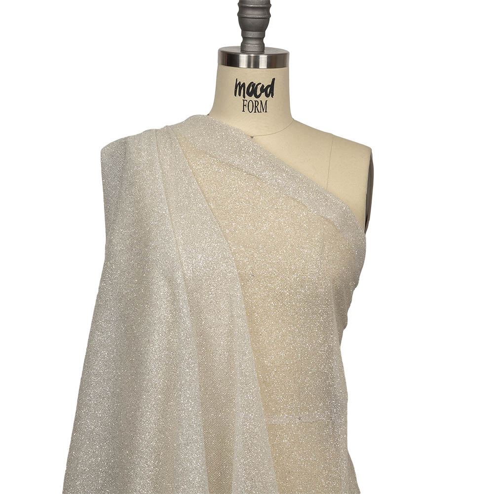 Tulle with Metallic Platinum Glitter - Off White - Platina Collection