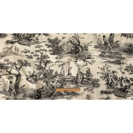 Victoria Noir Toile Printed Cotton Canvas