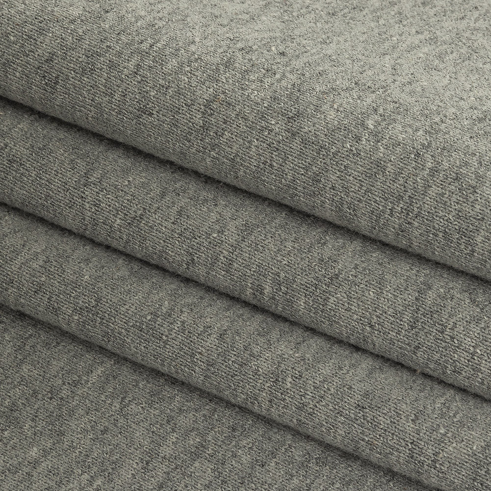 Cotton French Terry Knit - Heathered Gray and Lily White - Elida Collection