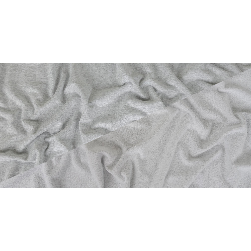 Cotton French Terry Knit - Heathered Light Gray and White - Elida Collection