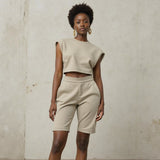 Cotton French Terry Knit - Heathered Moonbeam, Quarry, and Turtledove - Elida Collection