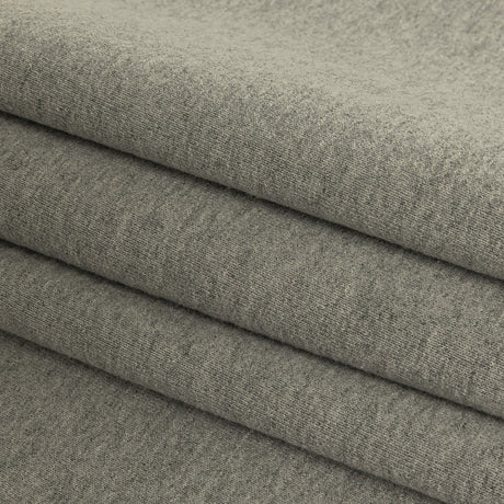 Cotton Fleece Backed Jersey - Heathered Gray and Ivory - Leida Collection