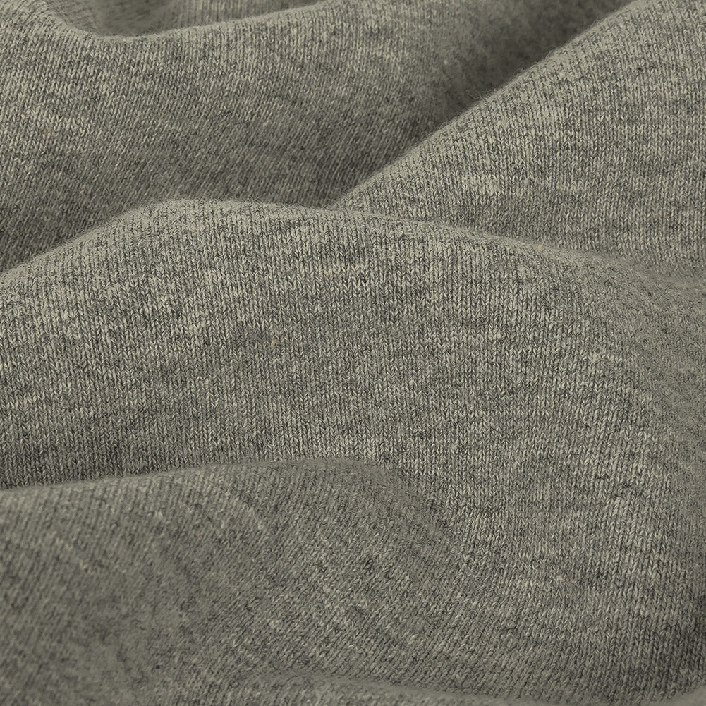 Cotton Fleece Backed Jersey - Heathered Gray and Ivory - Leida Collection