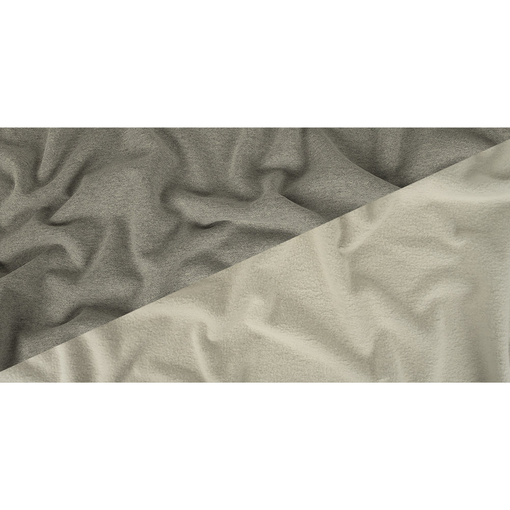 Cotton Fleece Backed Jersey - Heathered Gray and Ivory - Leida Collection