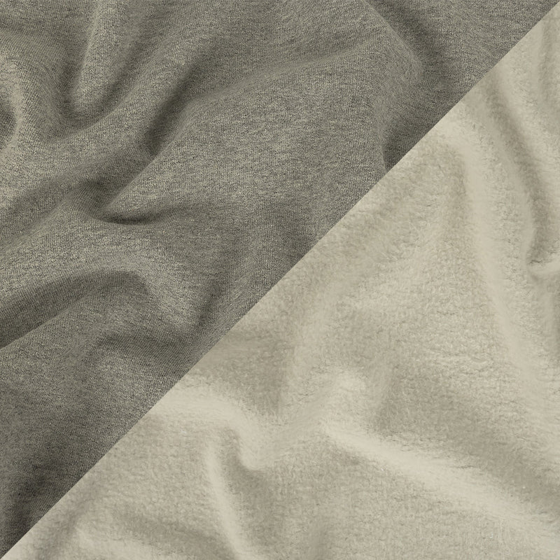 Cotton Fleece Backed Jersey - Heathered Gray and Ivory - Leida Collection