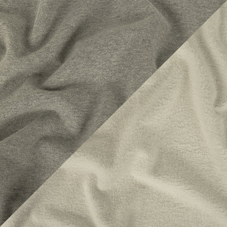 Cotton Fleece Backed Jersey - Heathered Gray and Ivory - Leida Collection