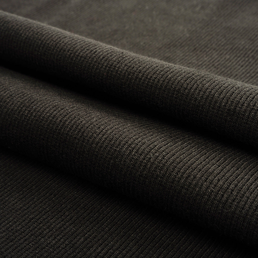 Cotton Tubular 2x2 Rib Knit - Black - Adile Collection