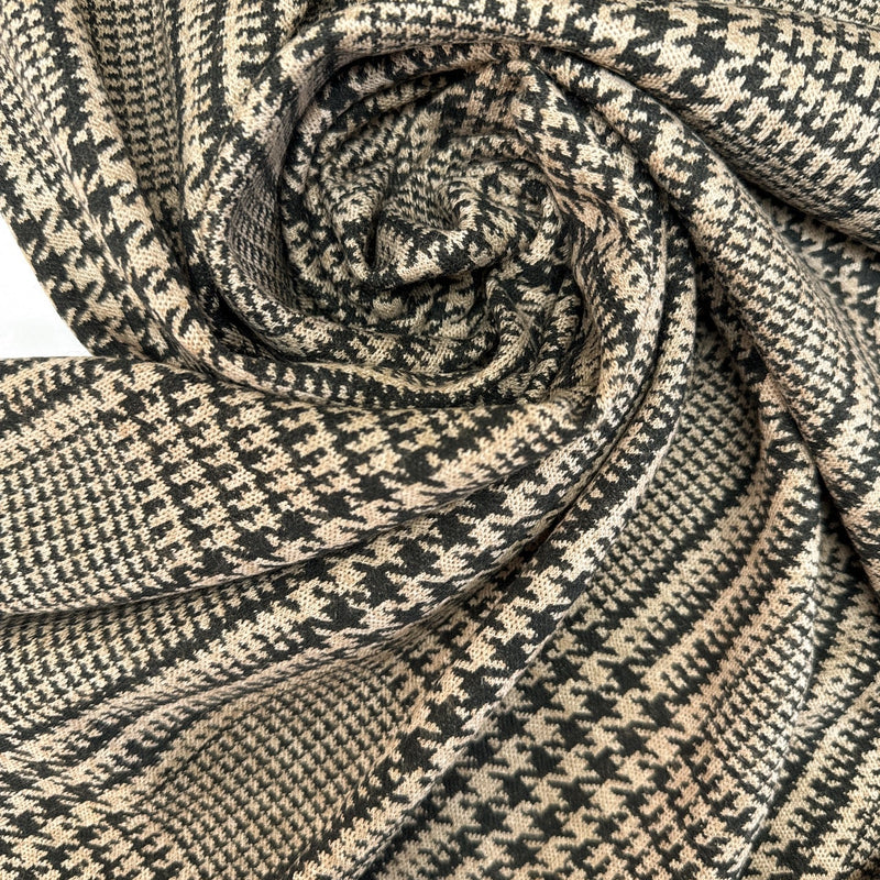 Acrylic Wool Jacquard Checked Brown-Beige