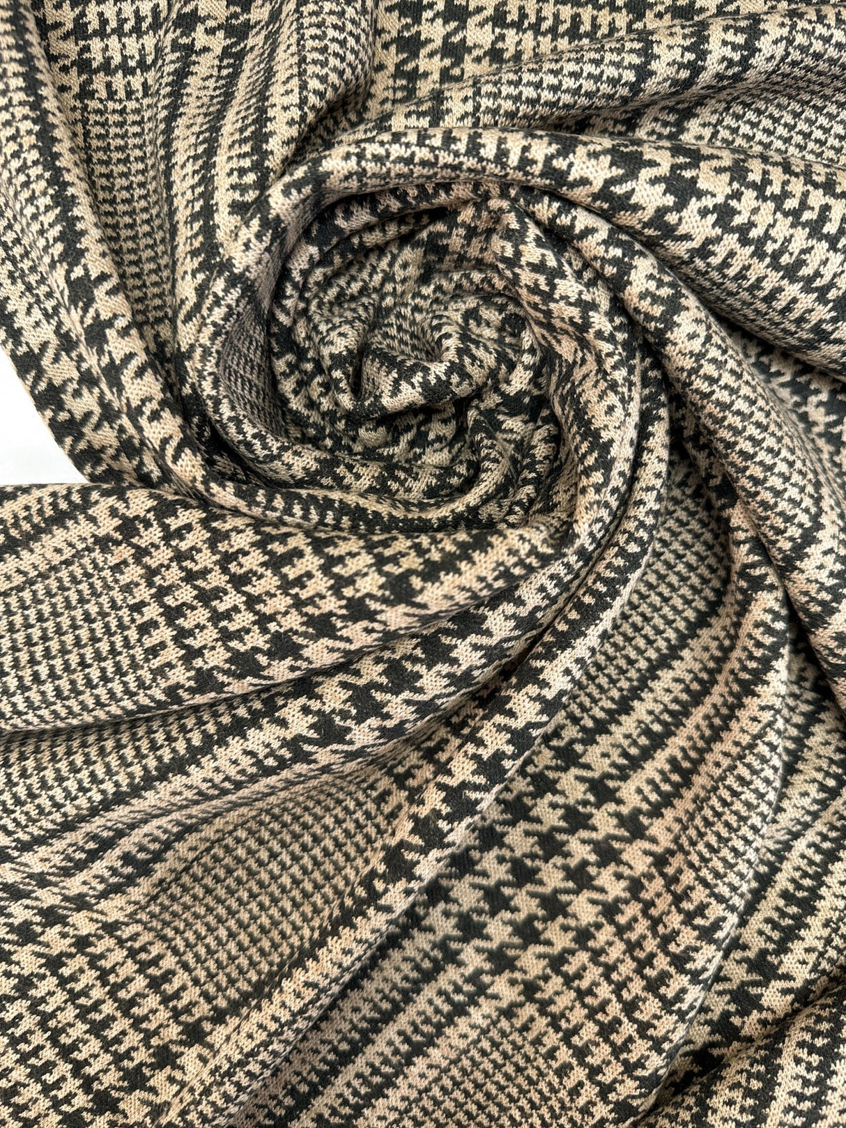 Acrylic Wool Jacquard Checked Brown-Beige