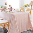 Rectangular Chenille Shimmer Metallic Jacquard Velvet Tablecloth 90x132 Blush Pink/Rose Gold
