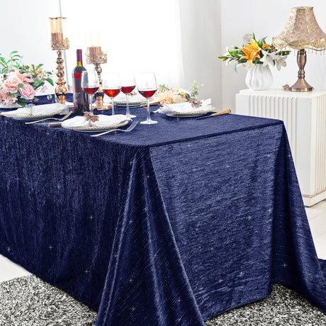 Velvet Rectangular Tablecloth 90x132 Navy Blue
