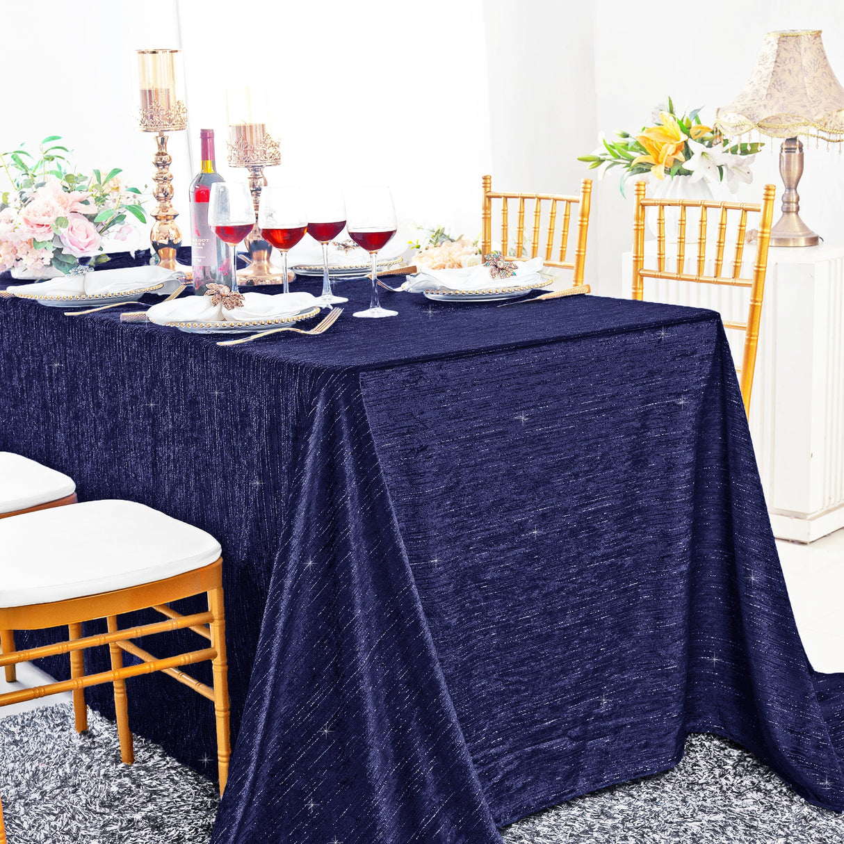 Seamless Rectangular Chenille Shimmer Velvet Tablecloth