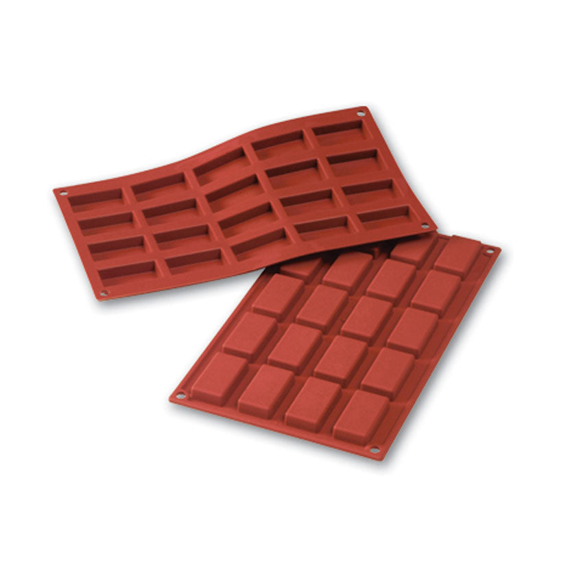 Silikomart Flexible Silicone Bakeware Financier .68 Oz, 1.93" x 1.02" x 0.43" High, 20 Cavities