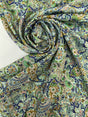 Polyester Sateen Paisley Print Purple Green
