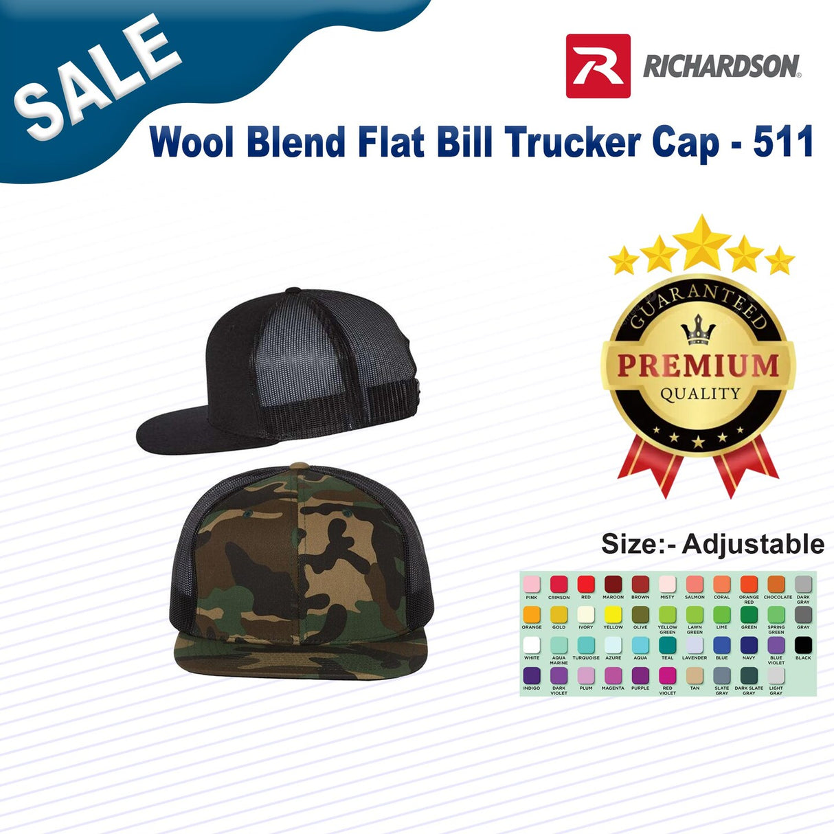 Richardson® Wool Blend Flat Bill Trucker Cap