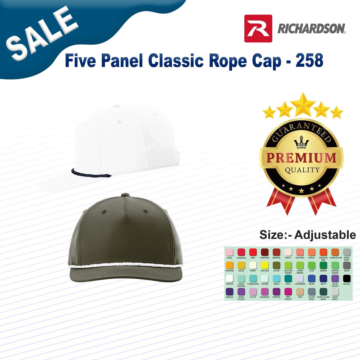 Richardson® Five Panel Classic Rope Cap