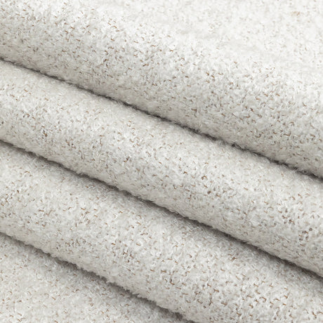 Snow Striated Acrylic and Cotton Boucle with Tan Woven Backing