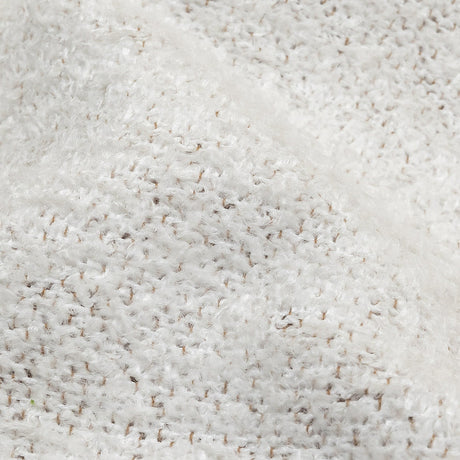 Snow Striated Acrylic and Cotton Boucle with Tan Woven Backing