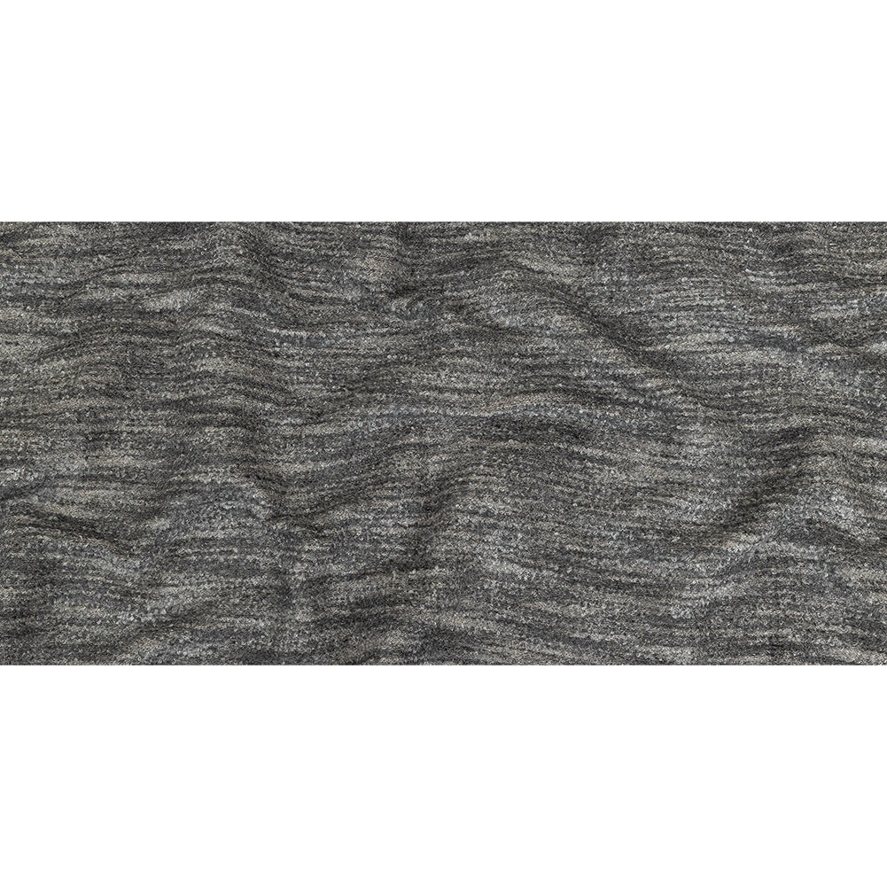 Graphite Striated Acrylic and Cotton Boucle with Tan Woven Backing
