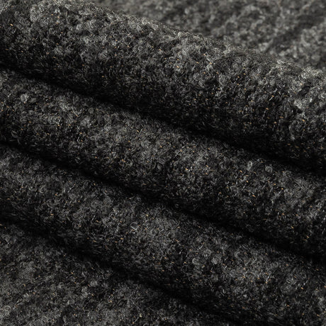 Onyx Striated Upholstery Boucle with Tan Woven Backing