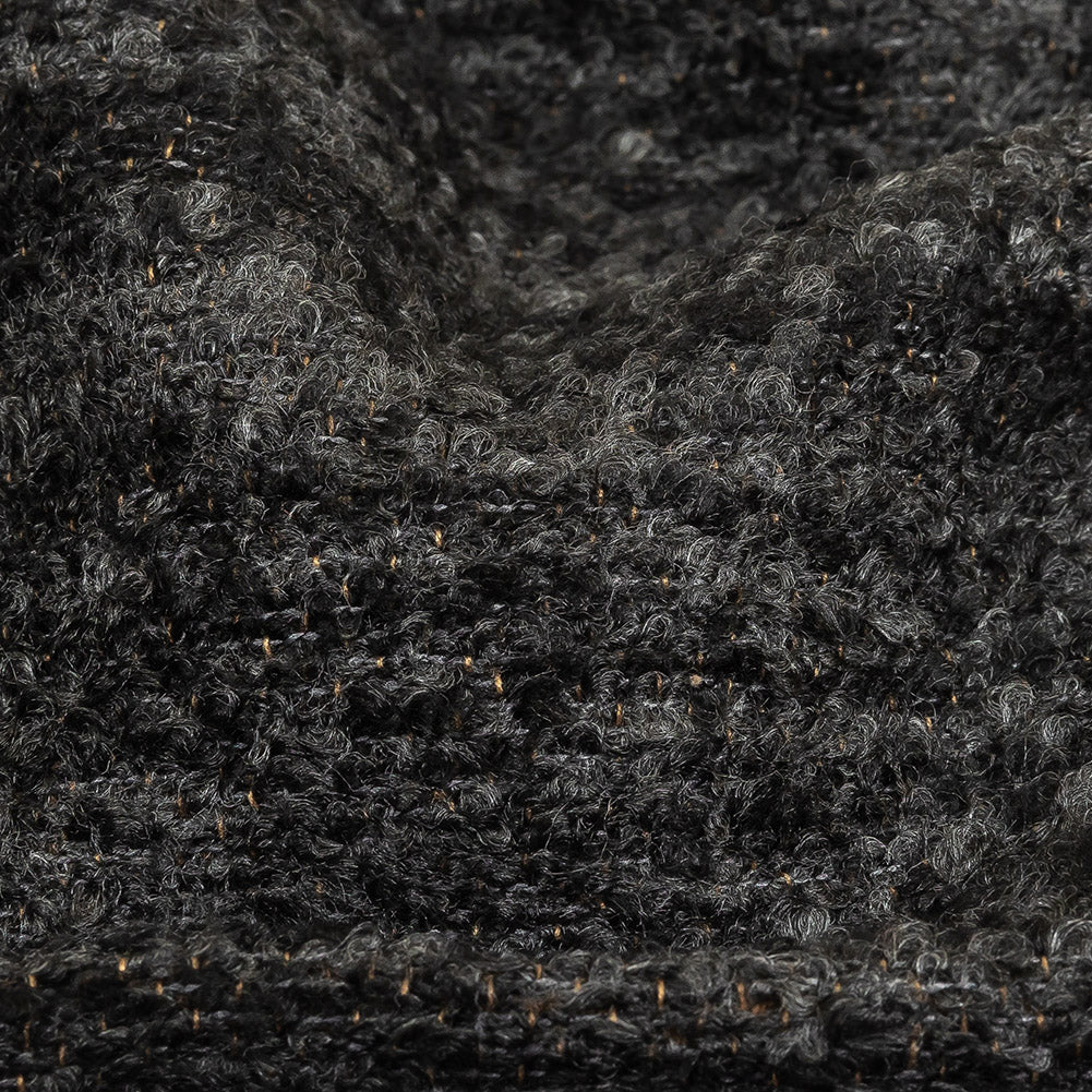 Onyx Striated Upholstery Boucle with Tan Woven Backing