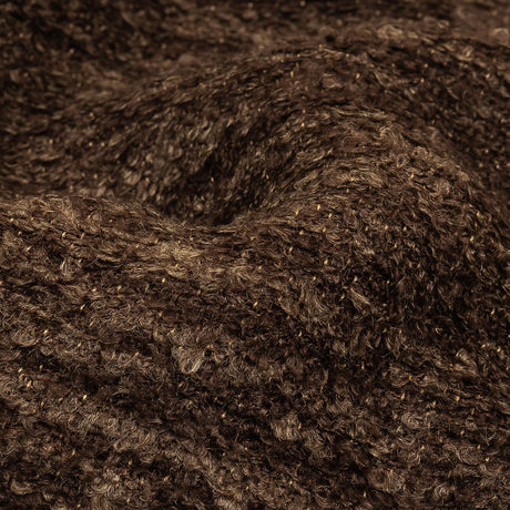 Chocolate Striated Upholstery Boucle with Tan Woven Backing