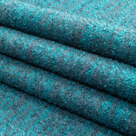 Sky Striated Acrylic and Cotton Boucle with Tan Woven Backing