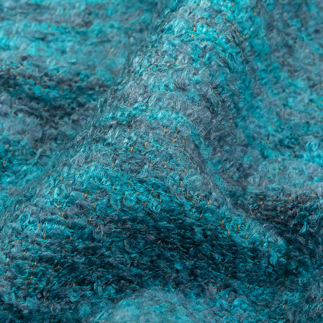 Sky Striated Acrylic and Cotton Boucle with Tan Woven Backing