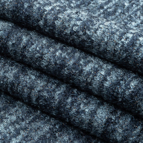 Navy Striated Upholstery Boucle with Tan Woven Backing