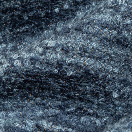 Navy Striated Upholstery Boucle with Tan Woven Backing