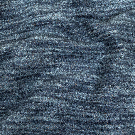 Navy Striated Upholstery Boucle with Tan Woven Backing