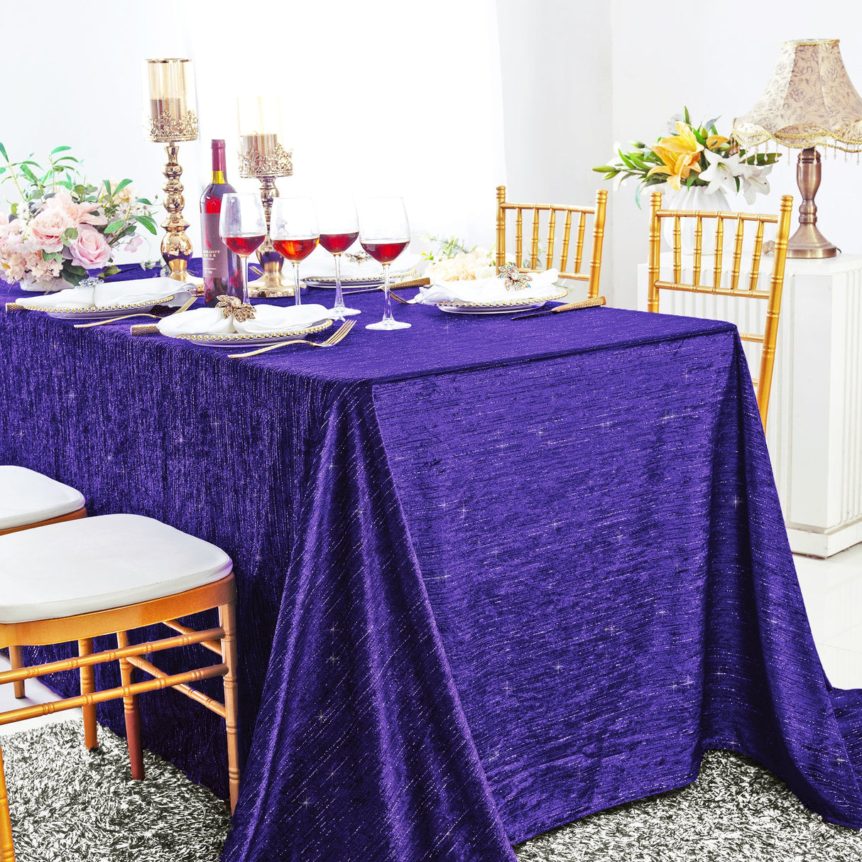 Velvet Tablecloth Rectangular 90x156 Regency Purple