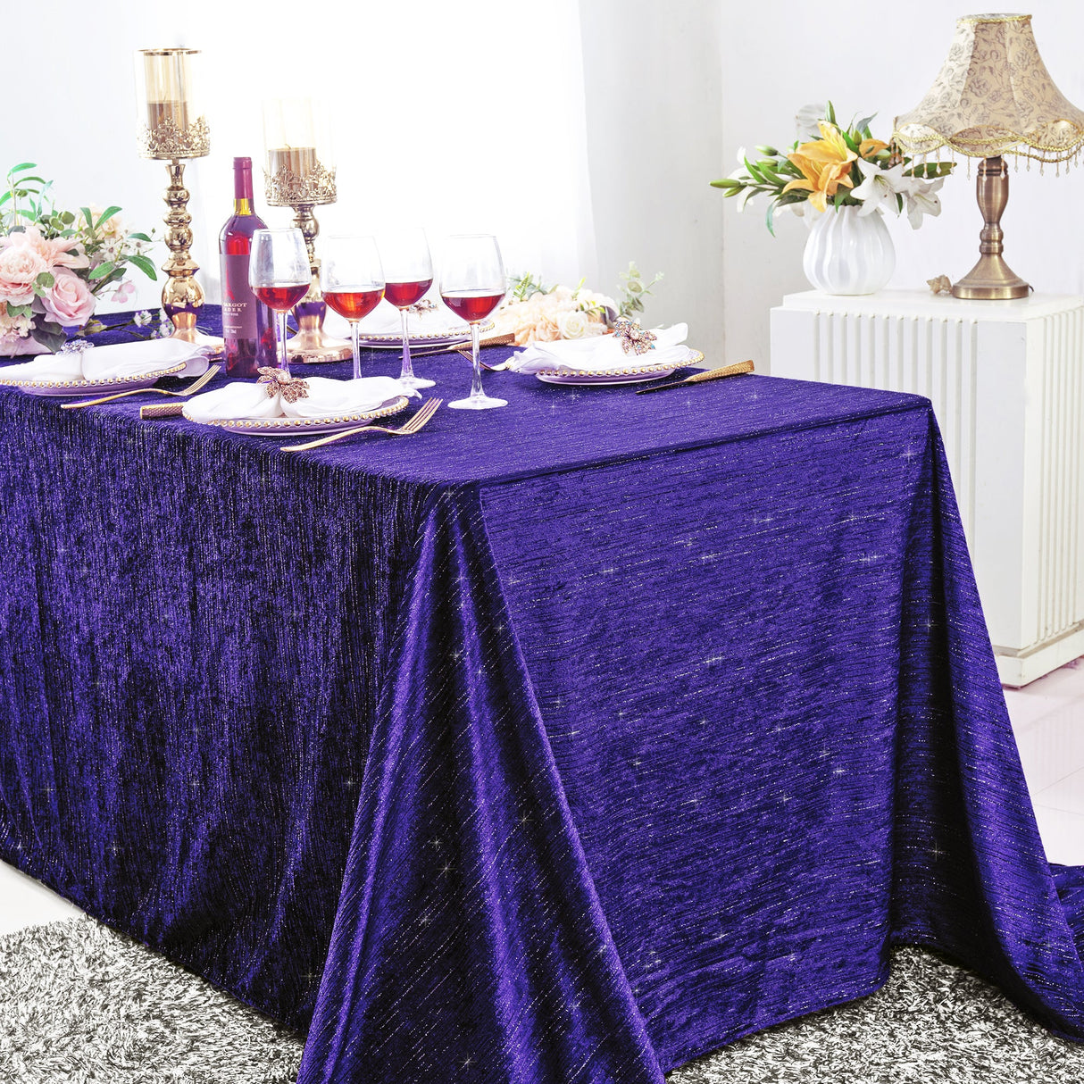 Velvet Tablecloth Rectangular 90x156 Regency Purple