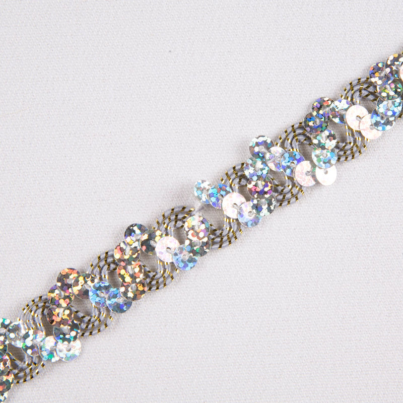 1/2" Silver Fancy Sequin Trim