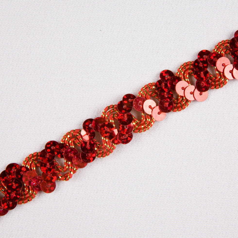 1/2" Fire Engine Red Fancy Sequin Trim