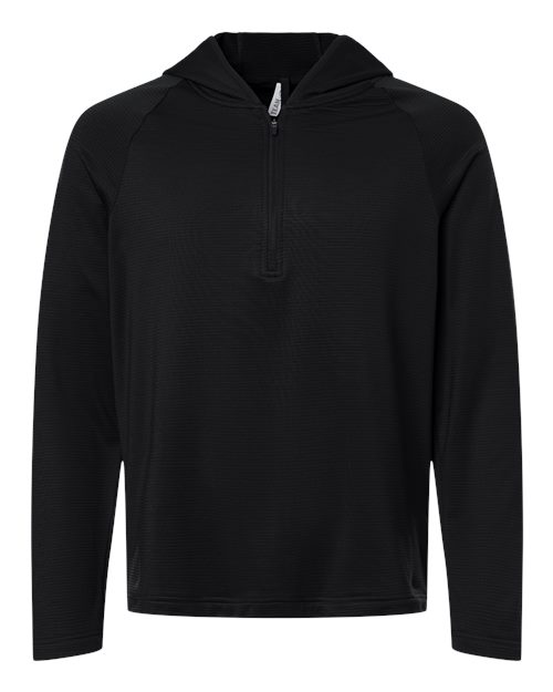 Team 365 Men's Moisture-Wicking Antimicrobial Quarter-Zip Hooded Pullover Hoodie featuring quarter-zip design