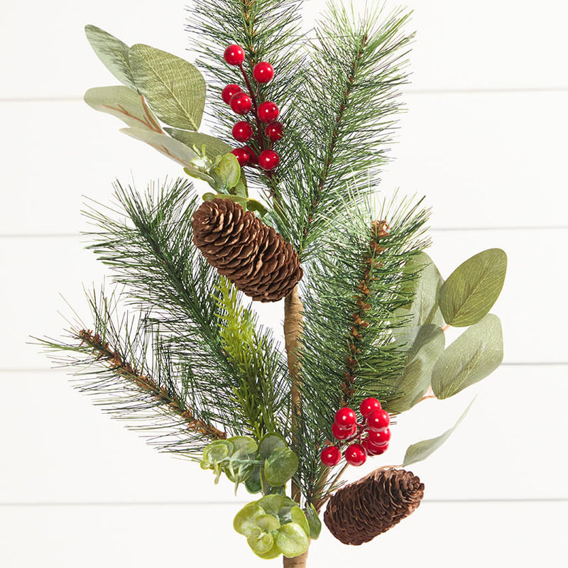 29” Mixed Pine Berry Pinecone Spray