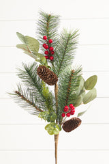 29” Mixed Pine Berry Pinecone Spray